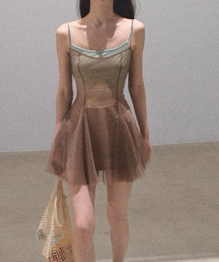 OAKMO/"I am my spring" ice feeling spring thin gradual change mesh vacation dress skirt