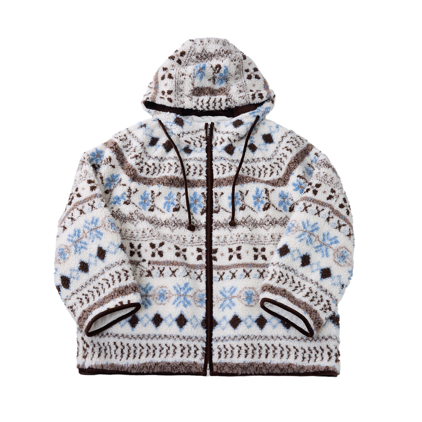 Snowy glacier snowman pattern Fair Island imitation lamb wool cotton jacket padded cotton jacket women's winter