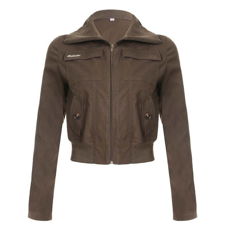 American retro industrial style line split pocket pilot tooling jacket autumn and winter versatile explosion jacket top