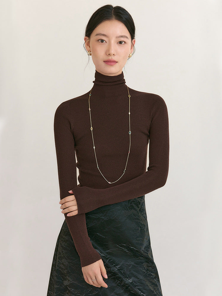 All wool Yangtze yarn seamless integrated knitted sweater high neck slim inner layer skinny knitted base layer women's autumn and winter