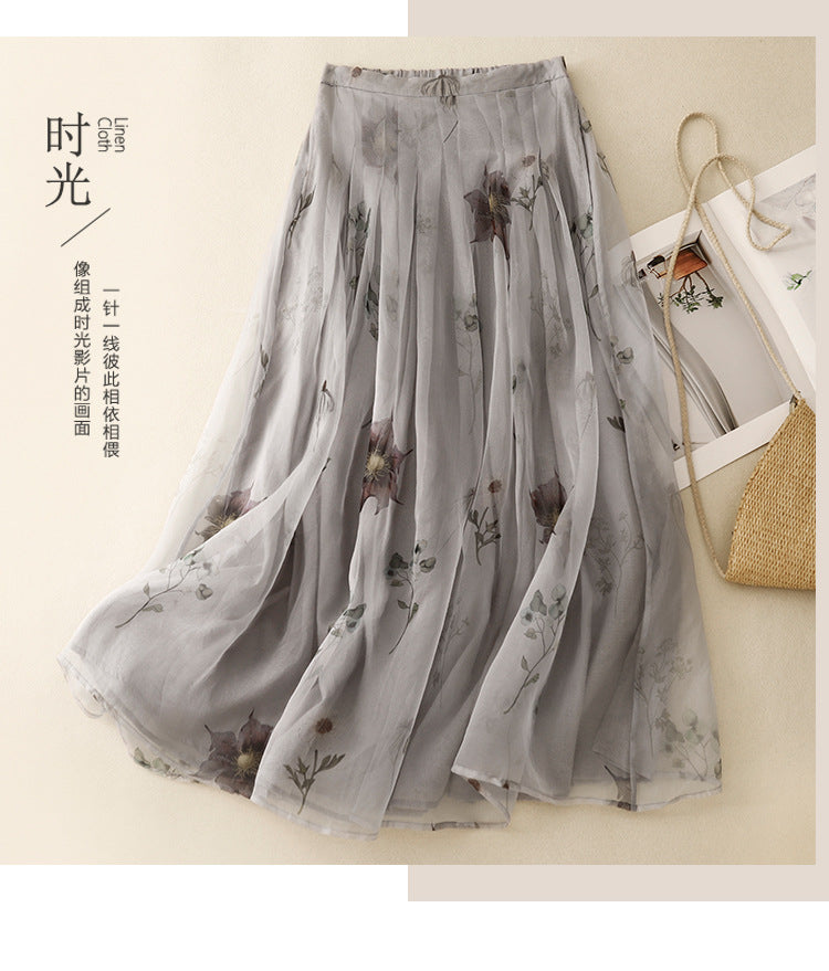 Real shot 2025 summer new solid color large size literary retro loose casual double-layer skirt women #8861