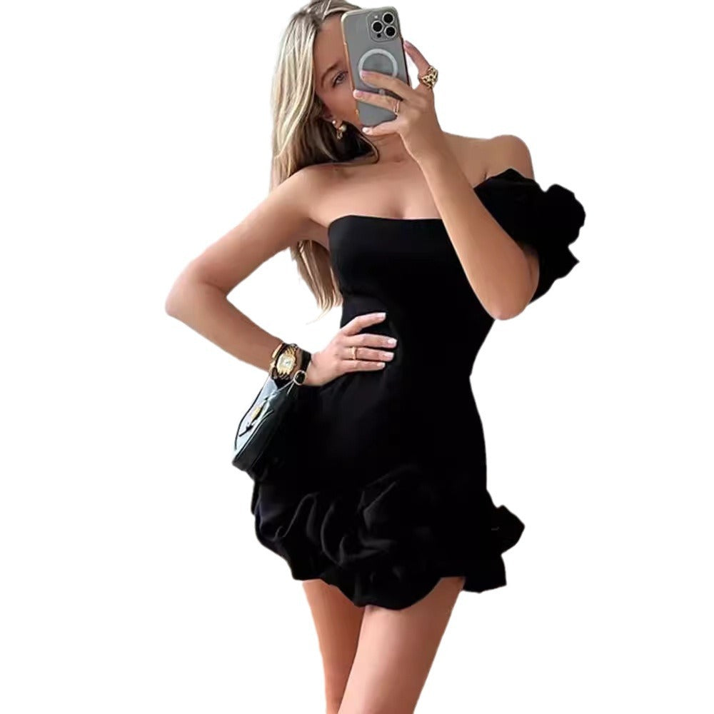 Cross-border light luxury niche party performance dress women's new sexy pleated suspenders slim temperament dress women