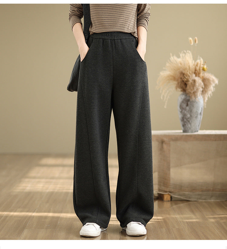 Real shot 2024 autumn and winter new straight high waist loose sweatpants women's thick thin casual trousers #7293