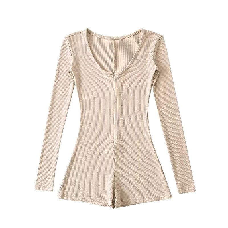 Low price drive DNU long-sleeved jumpsuit women's spring and autumn fitness cycling wear versatile high waist slim and thin casual shorts