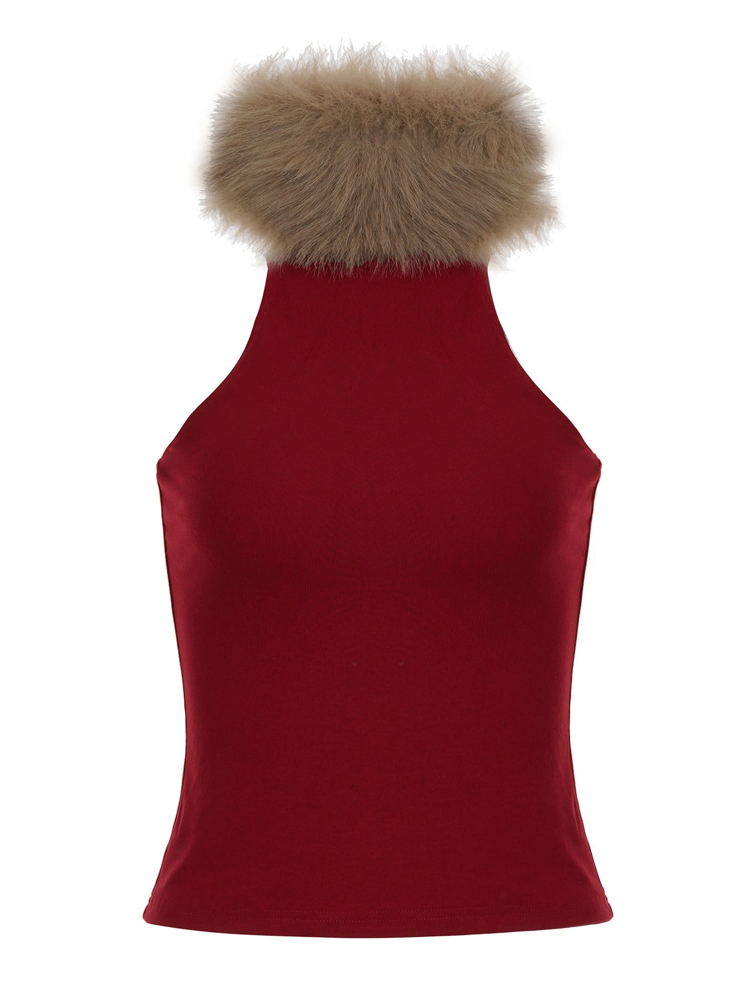 Love cloth forget hot leopard print fluff splicing turtleneck shoulder digging vest female hottie thin waist turtleneck top