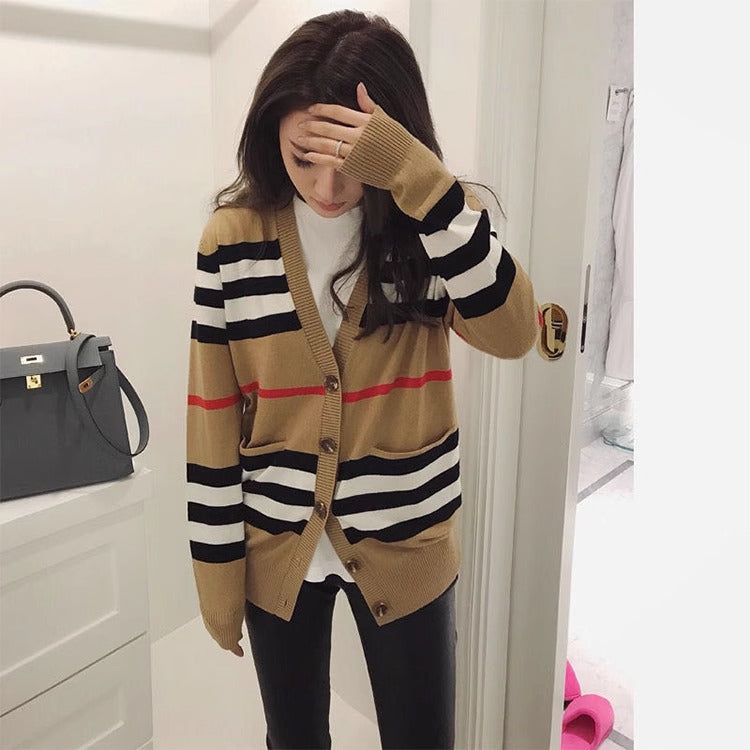 Cross-border women's knitted sweater spring and autumn wear 2026 new foreign style versatile loose cardigan knitted sweater trendy top