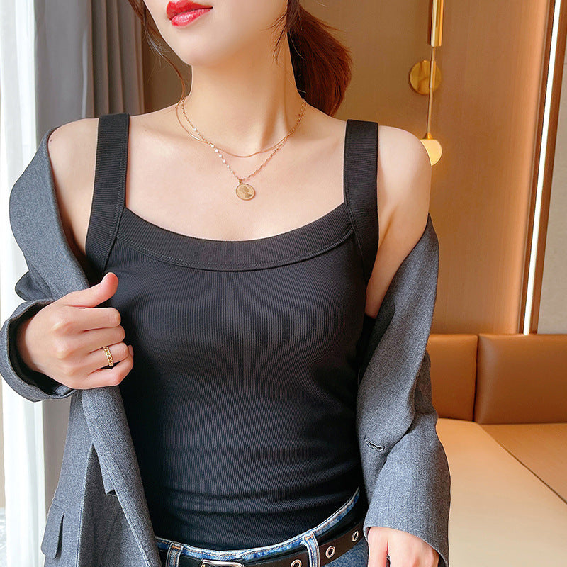 Selection of high-elastic threaded sling vest for women's summer 2026 new anti-light cover breasts with bottom top