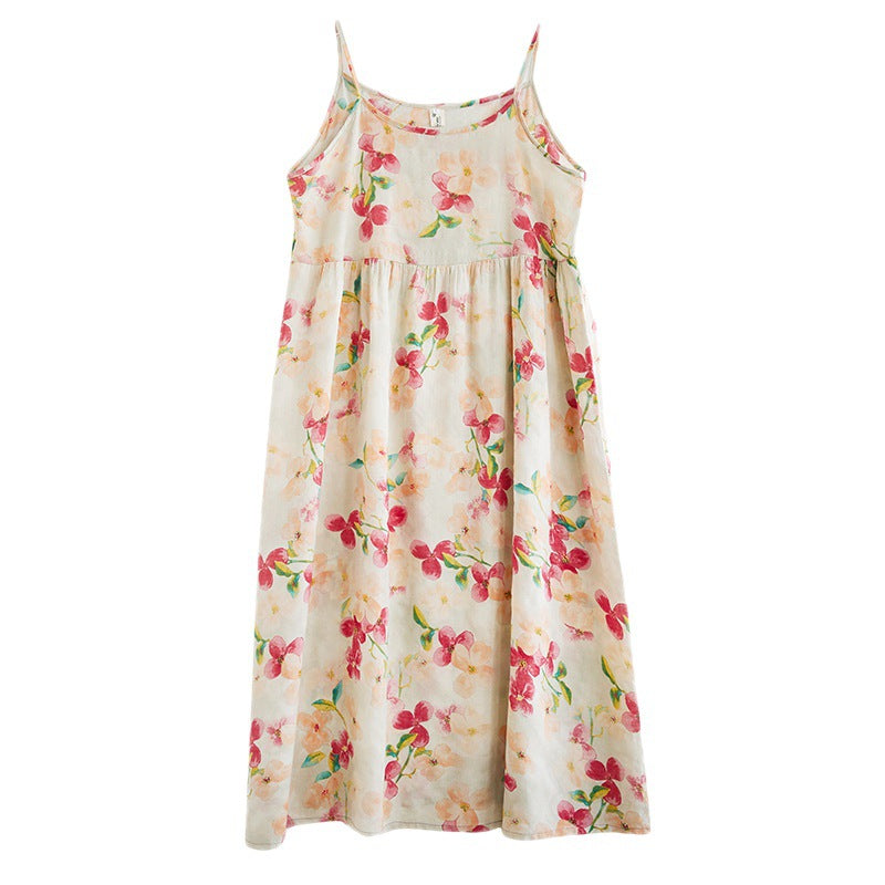 2023 summer new simple idyllic beach skirt pullover sleeveless suspender dress women