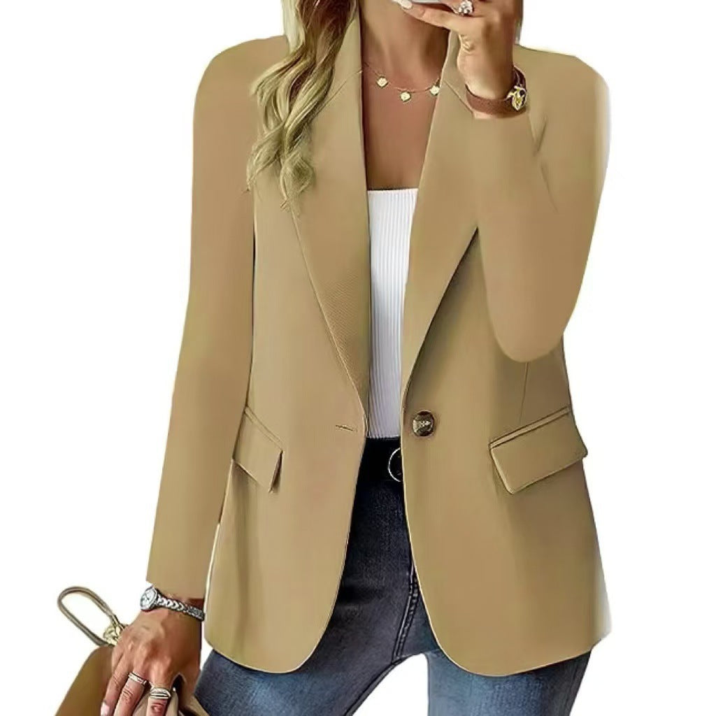 2025 Amazon WISH explosion, autumn long-sleeved solid color cardigan small blazer women