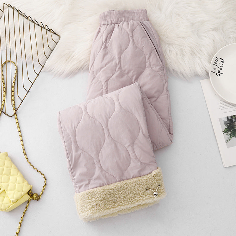 20252 winter new cotton pants casual pants lamb wool splicing cold-proof and warm outdoor pants thickened