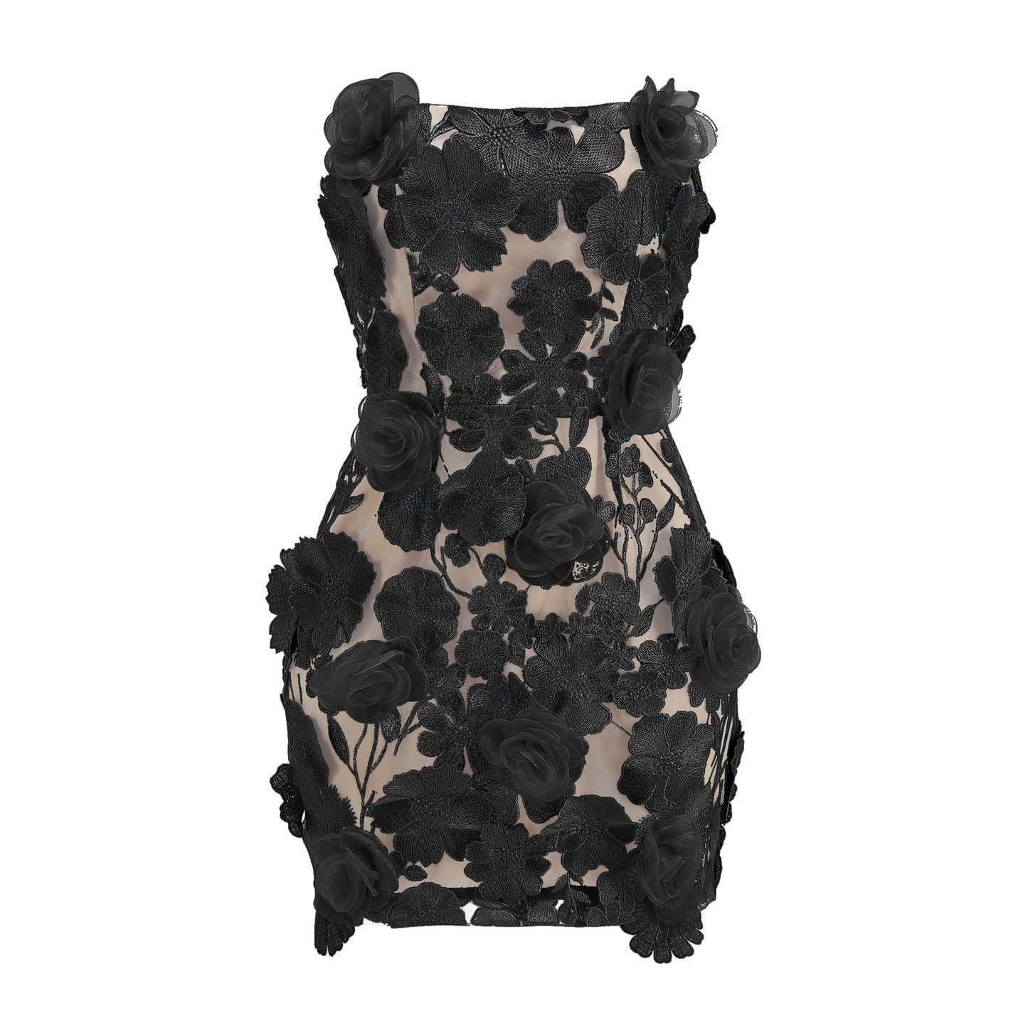 Cross-border women's clothing luxury celebrity dress sexy tube top high-end embroidery three-dimensional flower hip-wrapped slim dress women