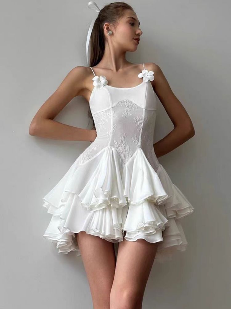 Photography banquet temperament ruffle edge skirt small dress skirt sexy suspender dress pure desire wind off the shoulder