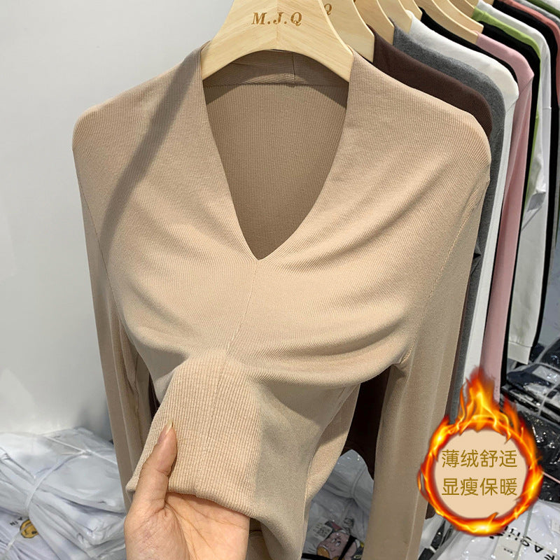 #Excellent choice #Temperament deep V-neck T-shirt women's long-sleeved 2026 autumn new slim-fitting and thin bottoming shirt top