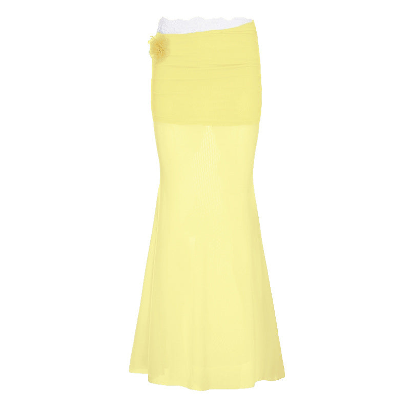 Little fresh girl dopamine gradual change color wool suspender design sense hollow low neck lace up sexy vest top