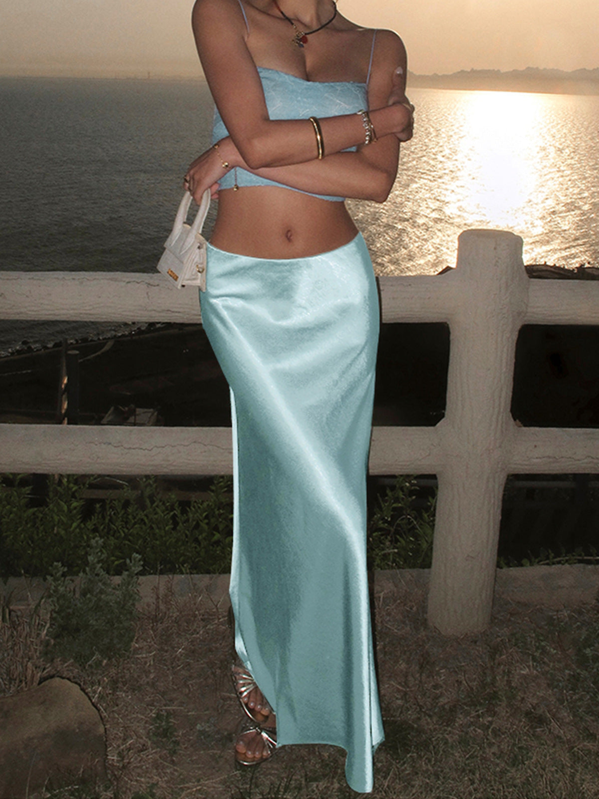 100% pleated tall satin skirt women's 2025 new hip wrap retro temperament high-end a-word dress