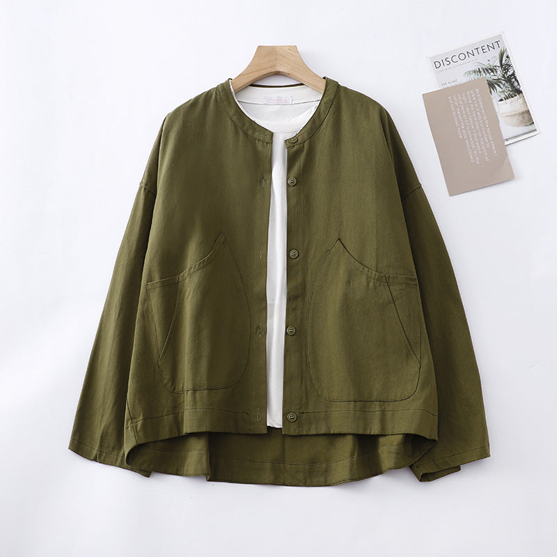 Real shot 2025 autumn new solid color loose large size long-sleeved jacket women's top casual outer cardigan