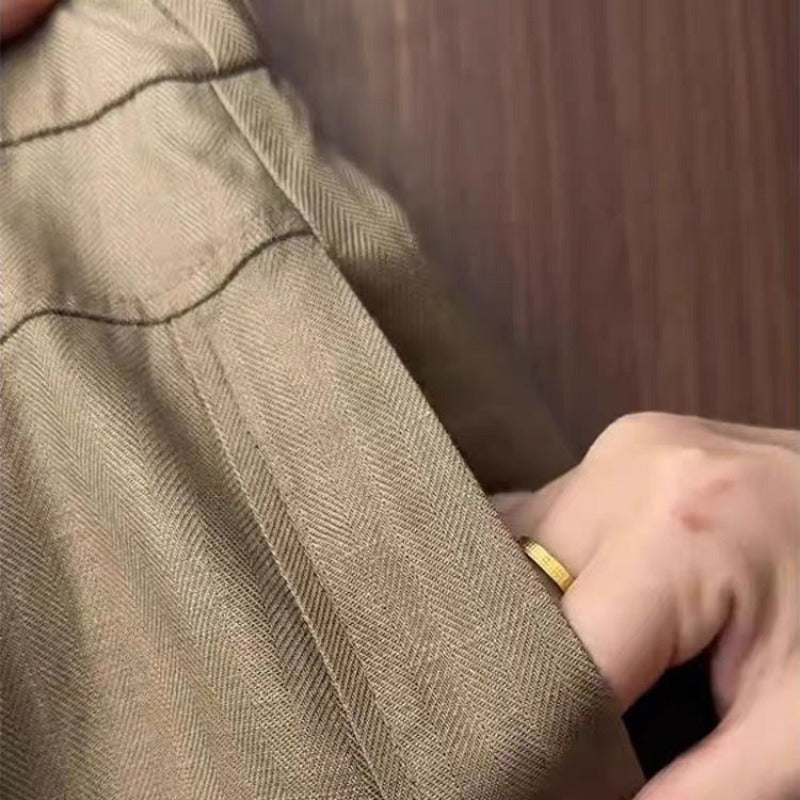 This year's popular lazy style high-waisted wide-leg pants children's summer brown Tencel linen loose and comfortable casual pants