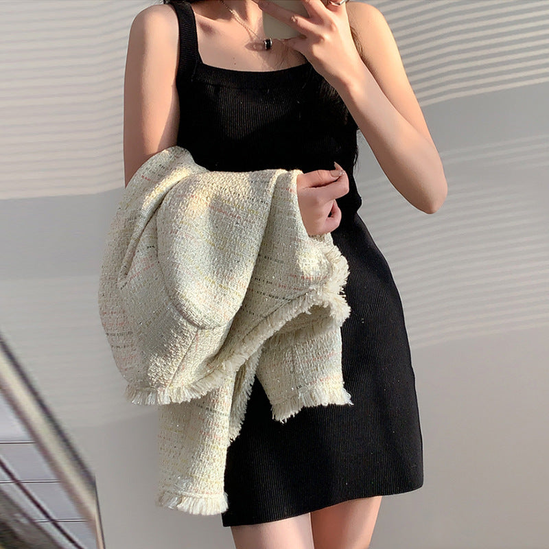 High-end thin striped suspender dress women's summer 2026 new pure cotton short pure desire wind sexy vest skirt