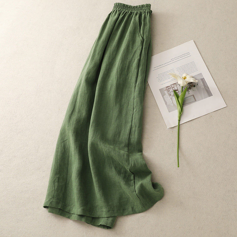 The real shot is in the summer of 2025, the new literary and retro solid color cotton and linen medium and long side split and thin skirt women