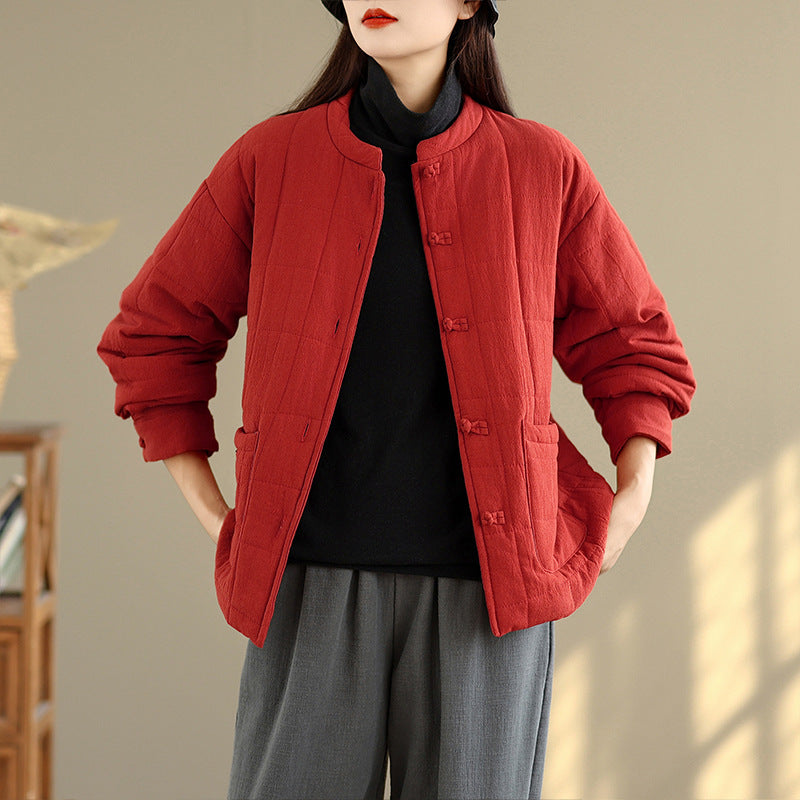 In the winter of 2025, the new padded jacket padded clothing is literary, loose and casual, personalized women's short padded clothing women