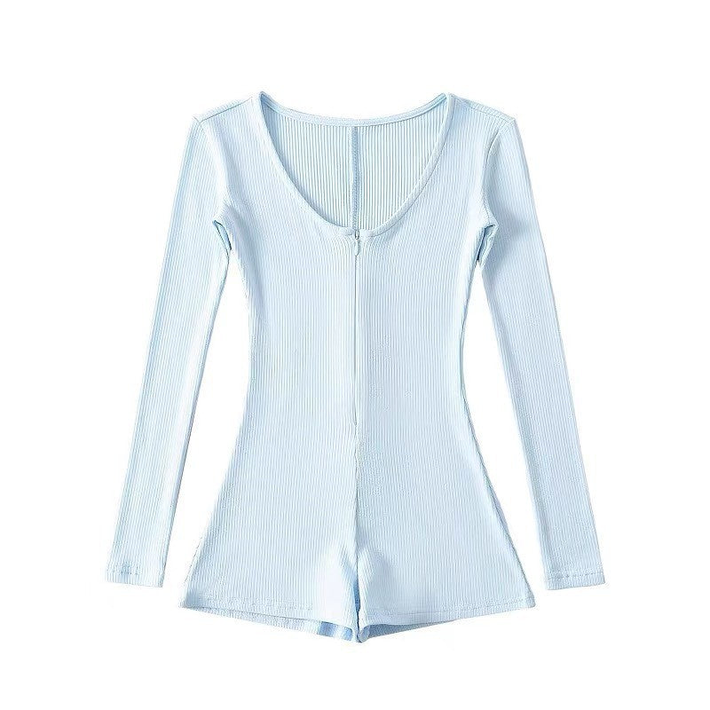 Low price drive DNU long-sleeved jumpsuit women's spring and autumn fitness cycling wear versatile high waist slim and thin casual shorts