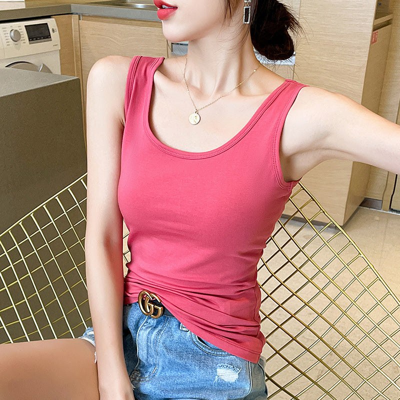 Pure cotton white slim-fitting suspender vest women's 2025 summer new inner sleeveless bottoming shirt, thin and versatile top