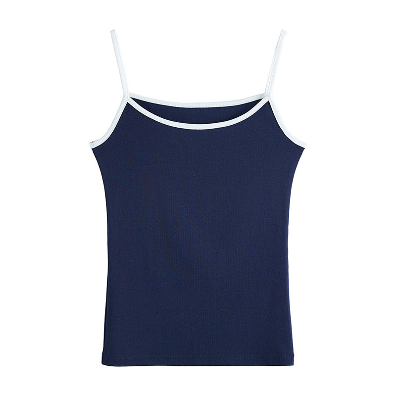 40 230g combed pure cotton sling vest women's summer inner wear new pure desire foreign style sleeveless contrasting bottom top