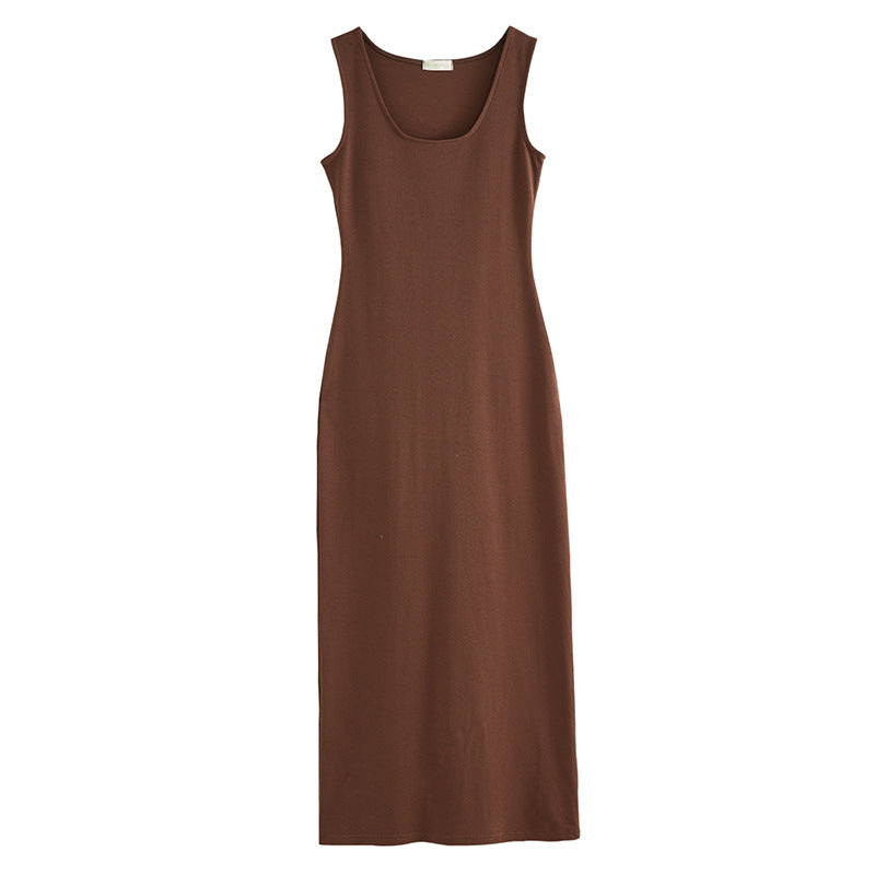 [High quality] Pure cotton vest long dress 2026 summer new dress femininity inner cover knee to ankle