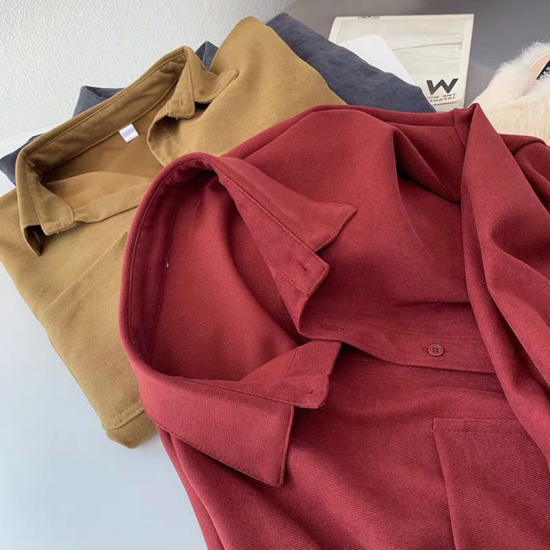 Amazon Beauty Simple Large Size Shirt New Solid Color Casual Women's Clothing Loose Medium and Long Top Stacked Shirt