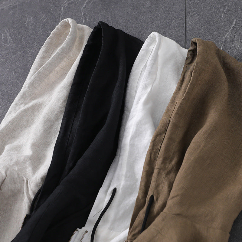 2025 spring new literary and retro loose solid color hooded cardigan vest casual sleeveless vest short coat women