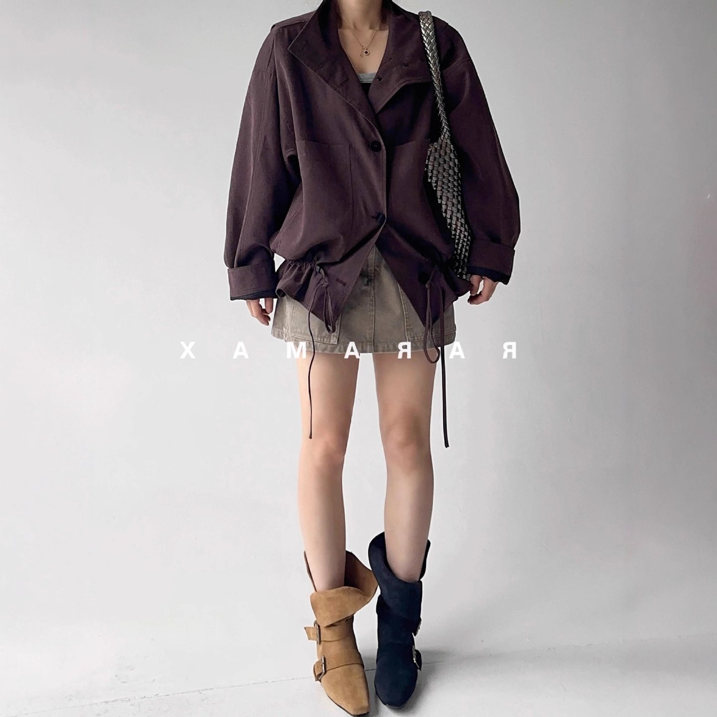 RAPAMAX mist Jiang purple~ mottled soft coke fleece feeling~ retro slack~ bud type, copper ammonia jacket