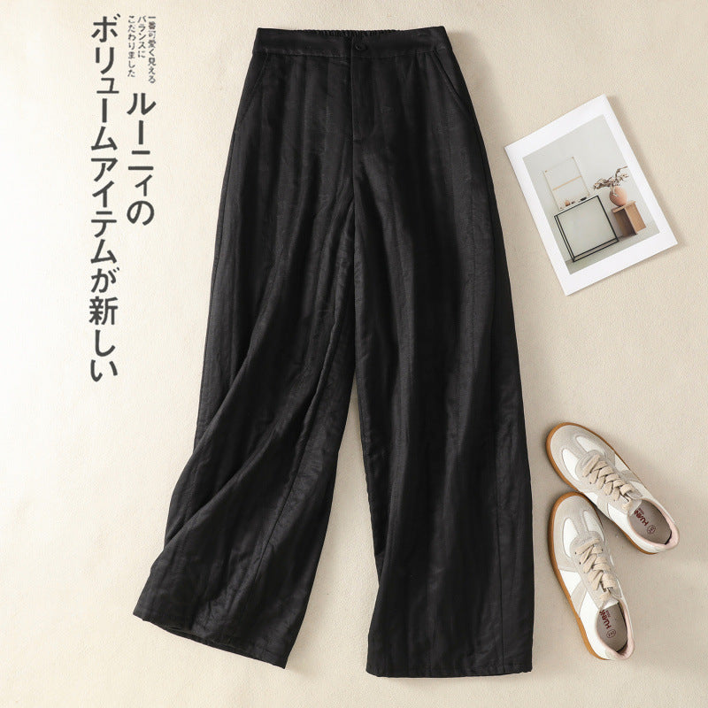 Real shot cotton pants women's winter 2025 new outer wear thickened warm high waist loose wide leg pants
