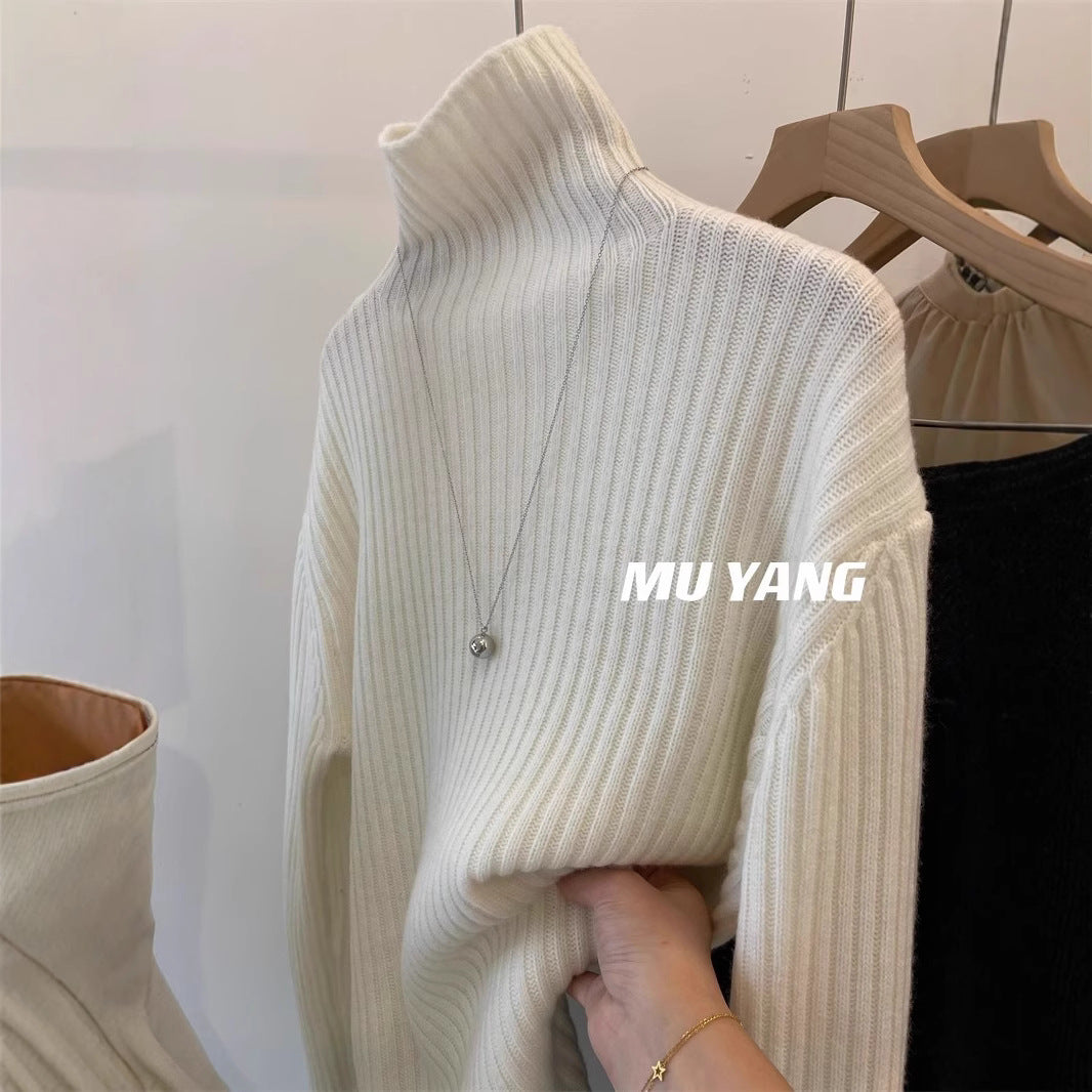 MUYANGA all-wool C-position turtleneck sweater! Thickened pit strips look thin and loose in winter, with a bottomed shirt for women
