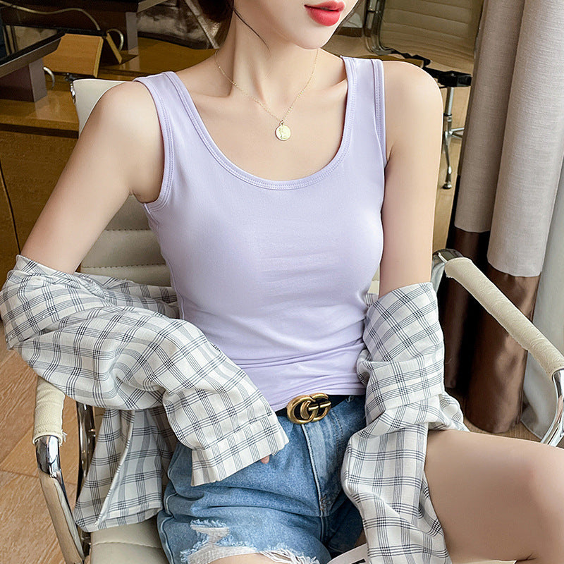 Pure cotton white slim-fitting suspender vest women's 2025 summer new inner sleeveless bottoming shirt, thin and versatile top