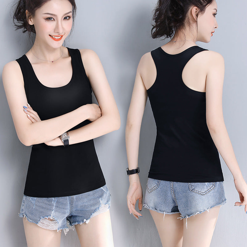 I-shaped vest for women's summer sleeveless tight body, bottom sling inside, outer wear sports fitness fat mm meat covering pure cotton large size