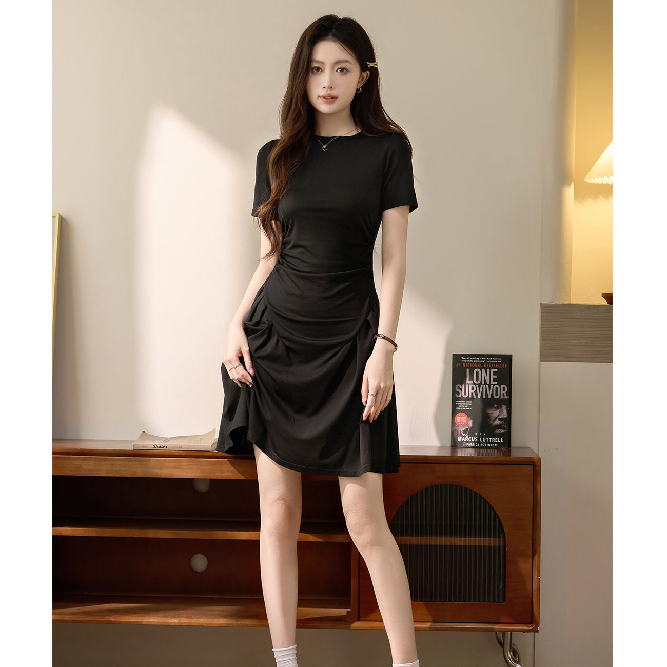 [Tencel Rome & High Quality] Pleated A Pendulum Skinny Temperament Dress Women's Summer 2026 New Short Skirt