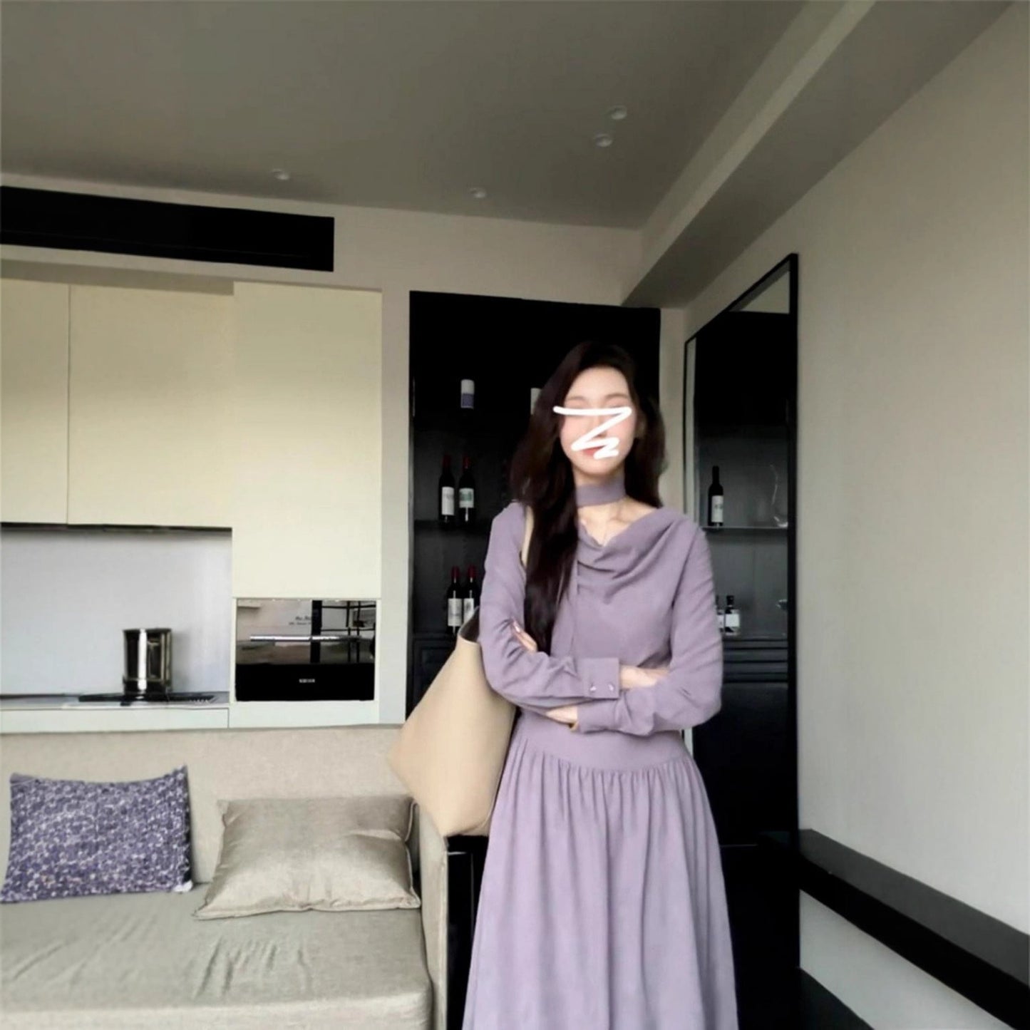 Korean green temperament long-sleeved dress children's autumn 2025 new simple and generous high-end gentle long dress