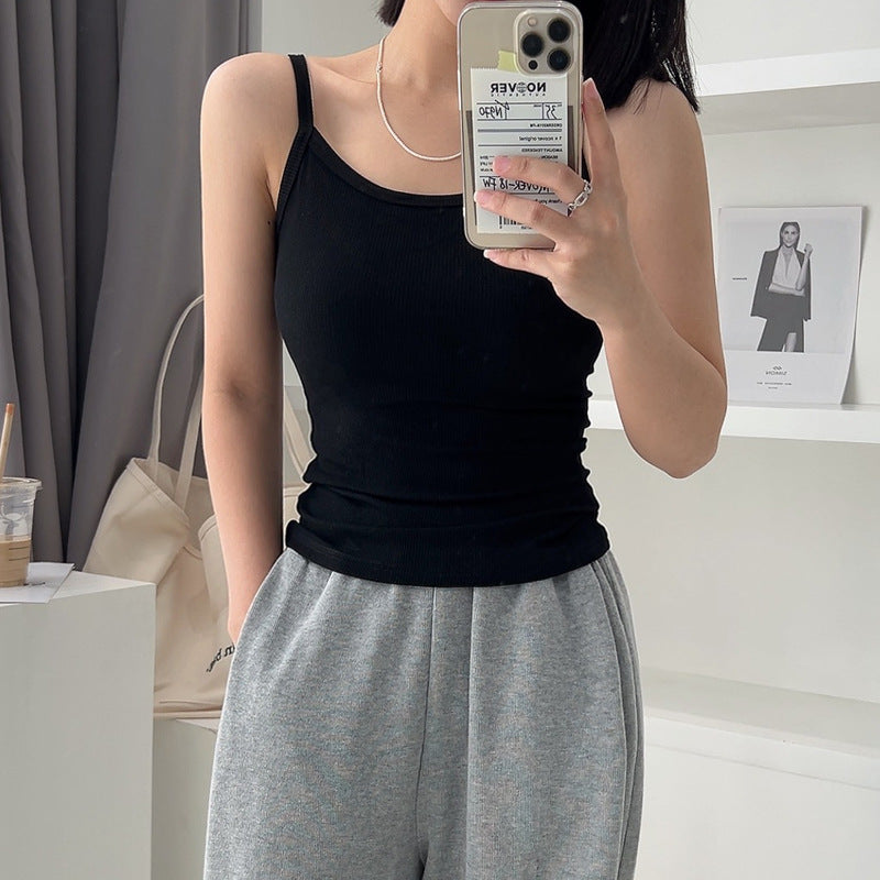 300g high elastic fine thread sling small vest women's summer inner wear pure cotton outer wear versatile top foreign trade cross-border explosion