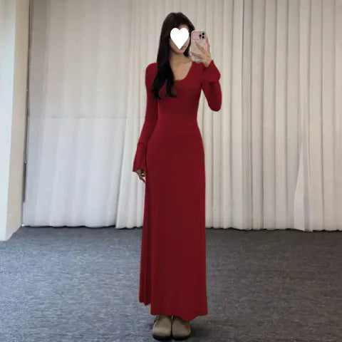 Small man, high-end black dress, Spice girl, pure desire style, autumn and winter coat, bottom dress inside