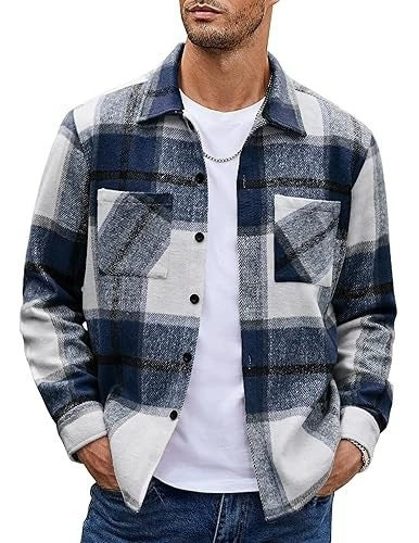 2025 Men's Europe, America, Amazon Express, cross-border new plaid casual long-sleeved shirt jacket casual versatile