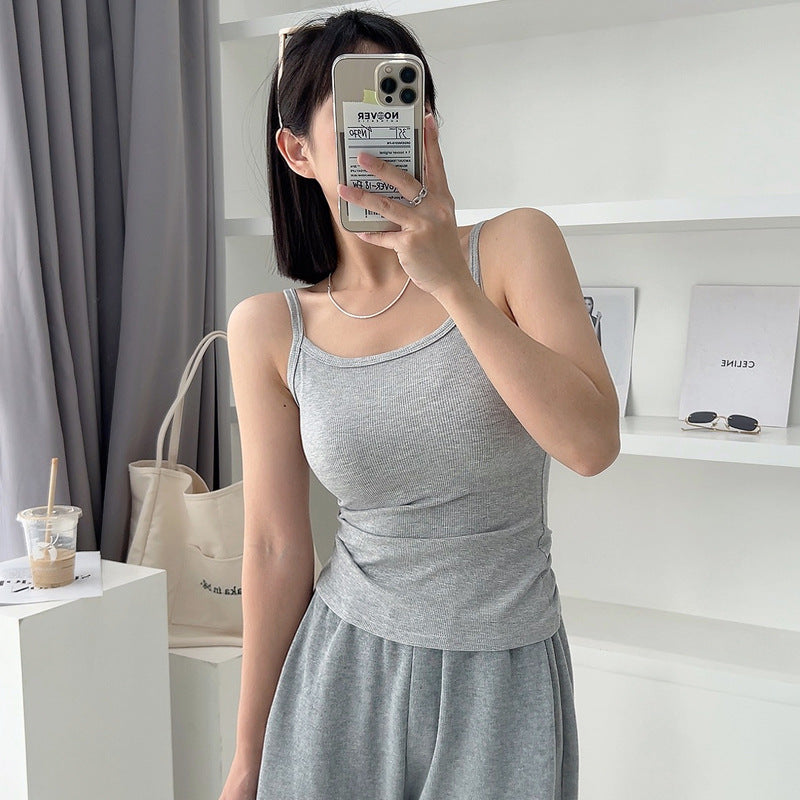 300g high elastic fine thread sling small vest women's summer inner wear pure cotton outer wear versatile top foreign trade cross-border explosion