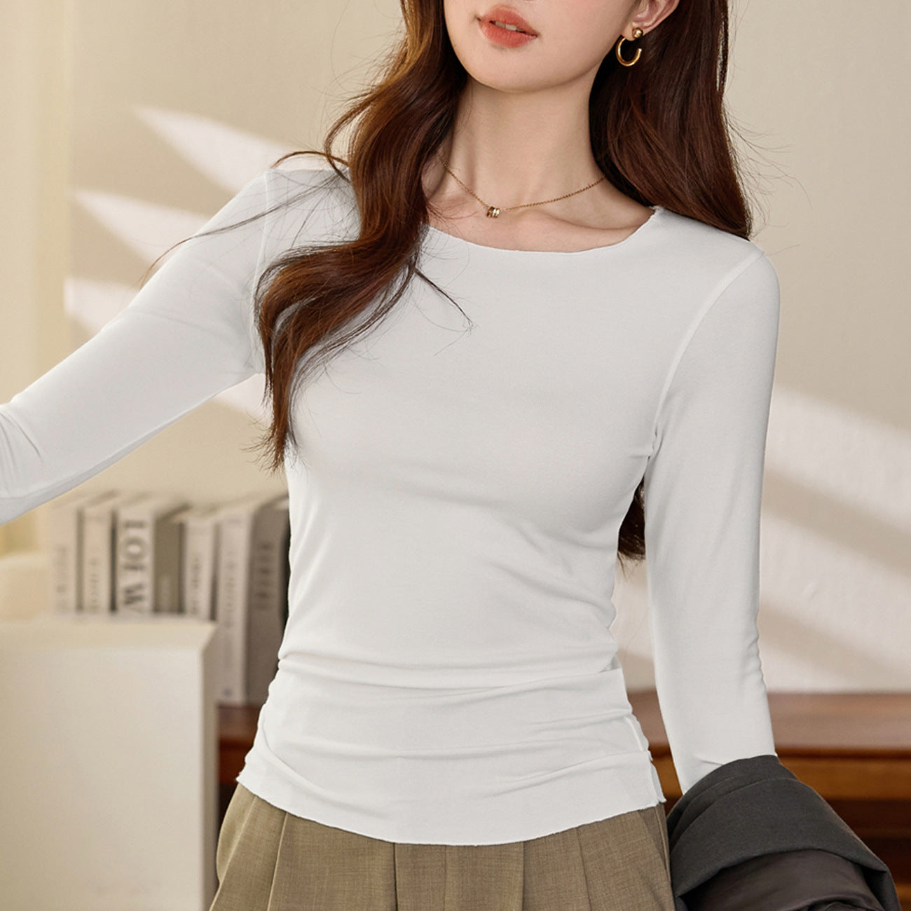 #Excellent choice #Micro-curl edge premium long-sleeved T-shirt women's 2026 autumn new slim-fit inner bottoming shirt top