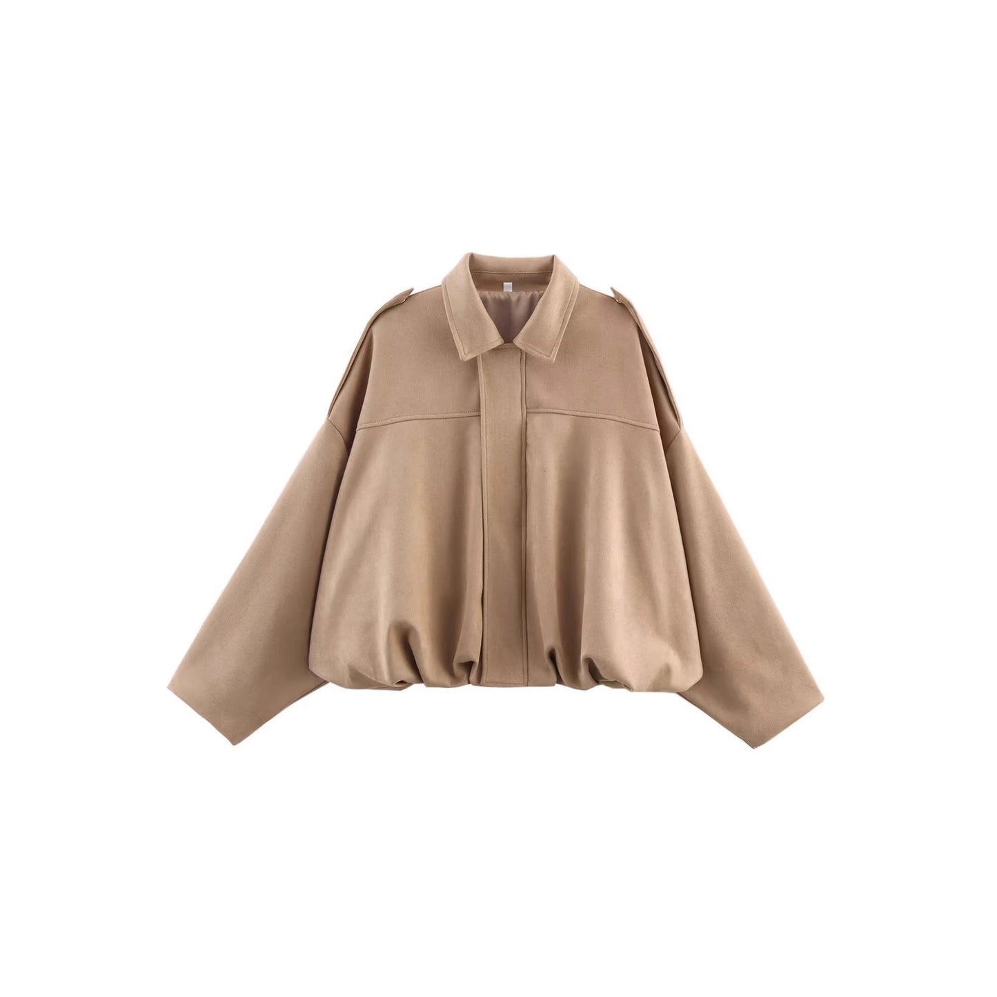 Amazon European and American women's clothing 2025 spring and autumn suede textured lapel zipper button bomber jacket jacket