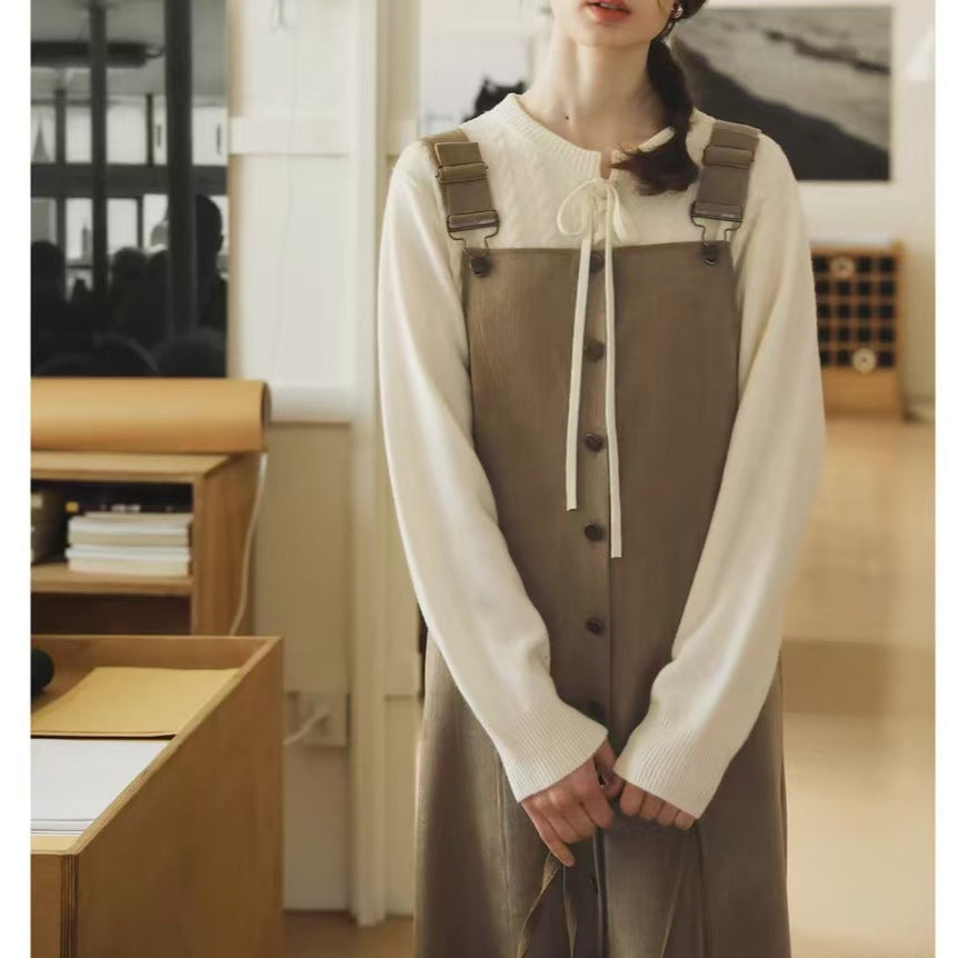 MELLIIY Spring 2025 New Commuter V-Neck Lace-up Merino Full Wool Cable Knit Sweater Woman