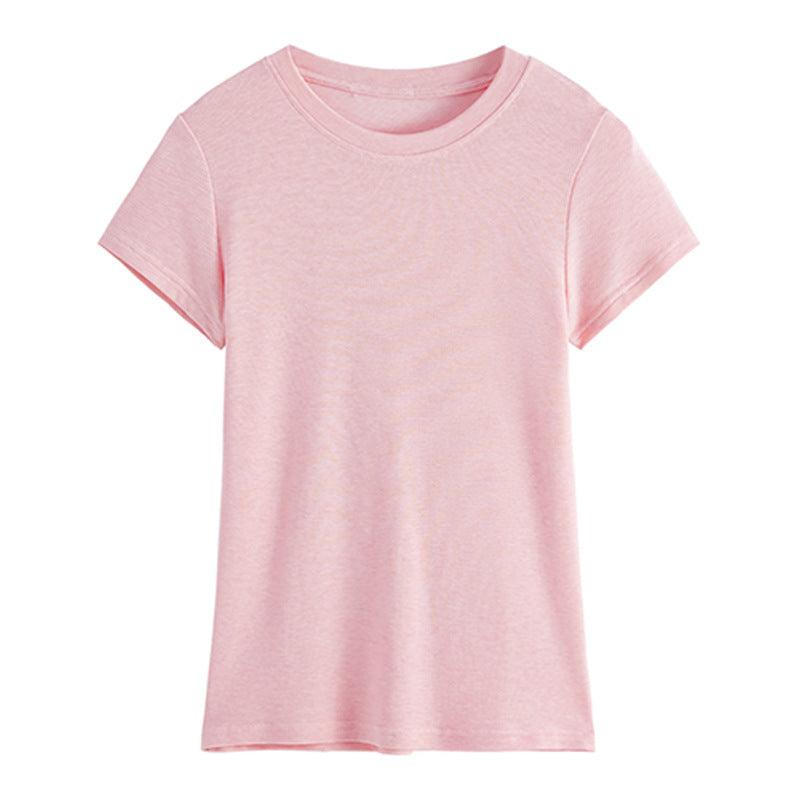 #Tencel wool, lyocell #light, soft, waxy, non-sensory, skin-friendly and transparent T-shirt women's summer short-sleeved loose and thin top