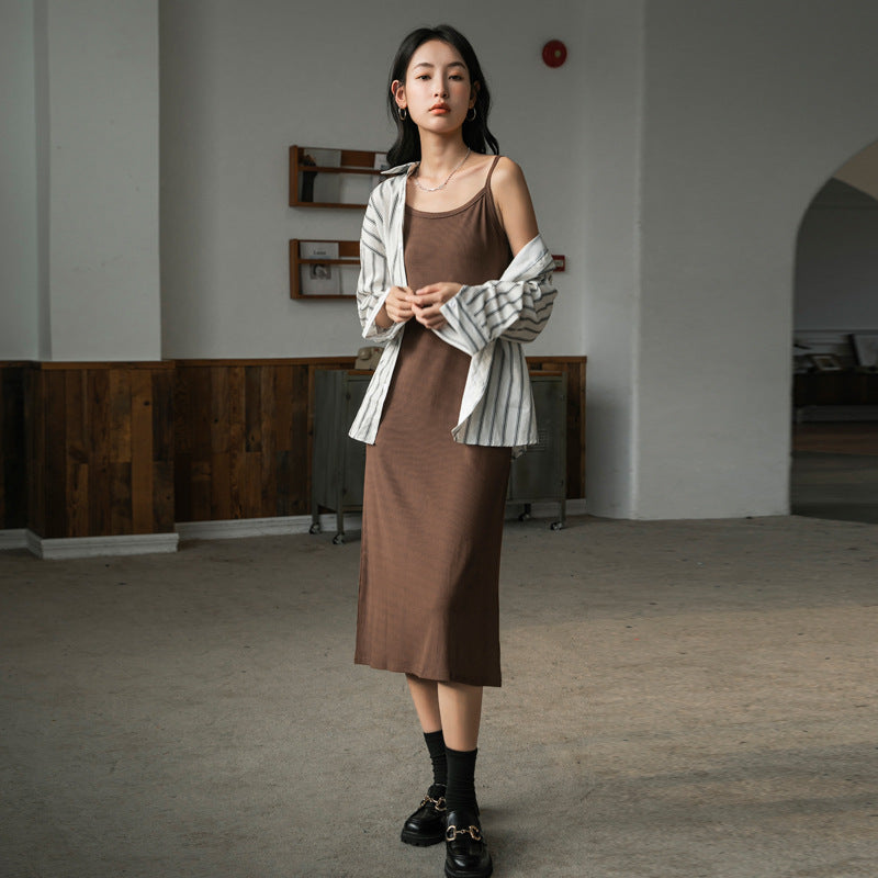 Selection of high elastic excellent cotton suspender dress women's summer 2026 new inner loose straight vest long dress over the knee tide