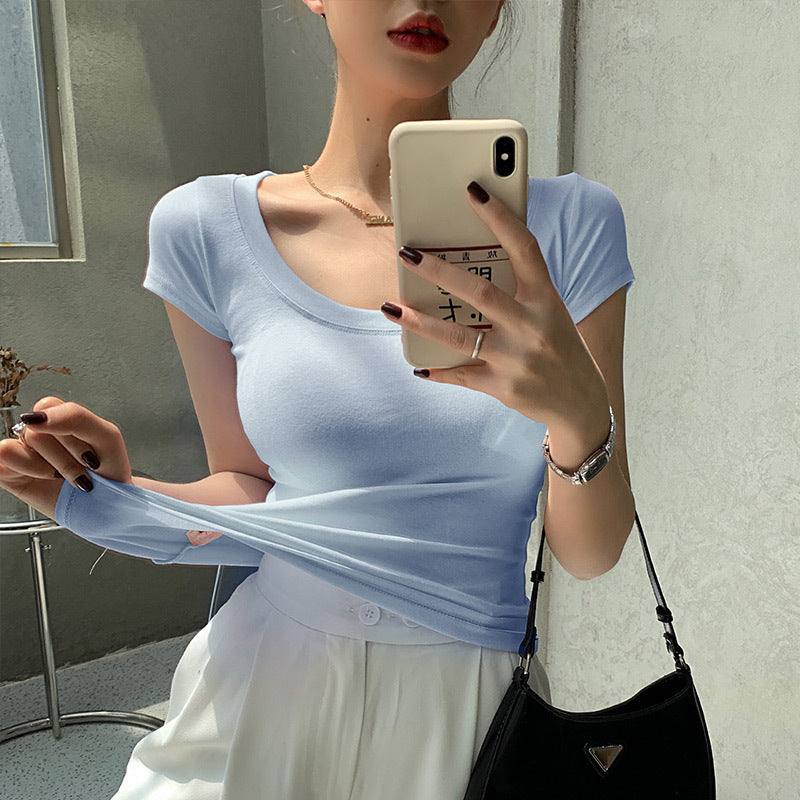 230G pure cotton short-sleeved t-shirt women's 2026 summer new solid color round neck versatile simple bottoming shirt Korean version of women's clothing