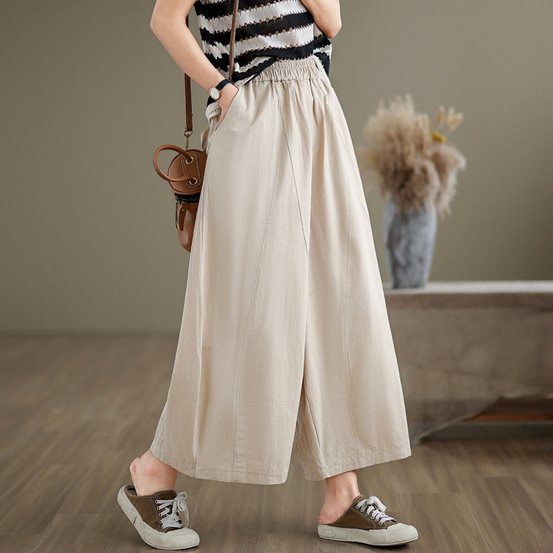 Real shot 2025 summer new Japanese loose wide-leg pants slim three-dimensional large version casual pants women