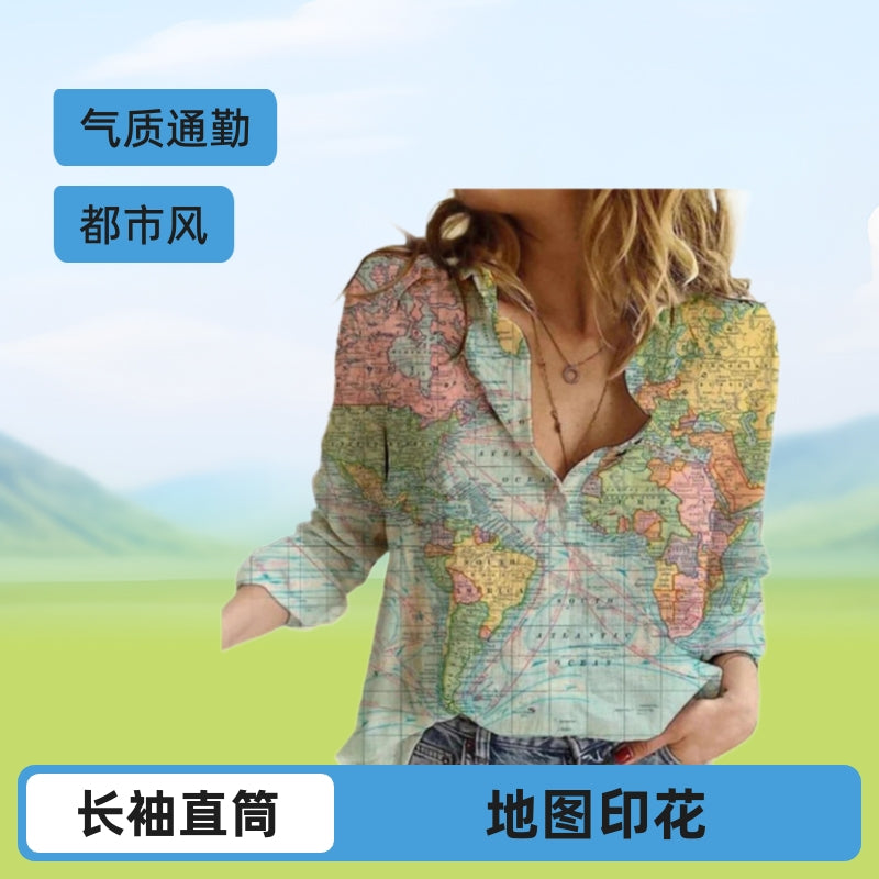 Spot new 2025 autumn urban style cardigan long-sleeved lapel straight women's shirt first-hand supply