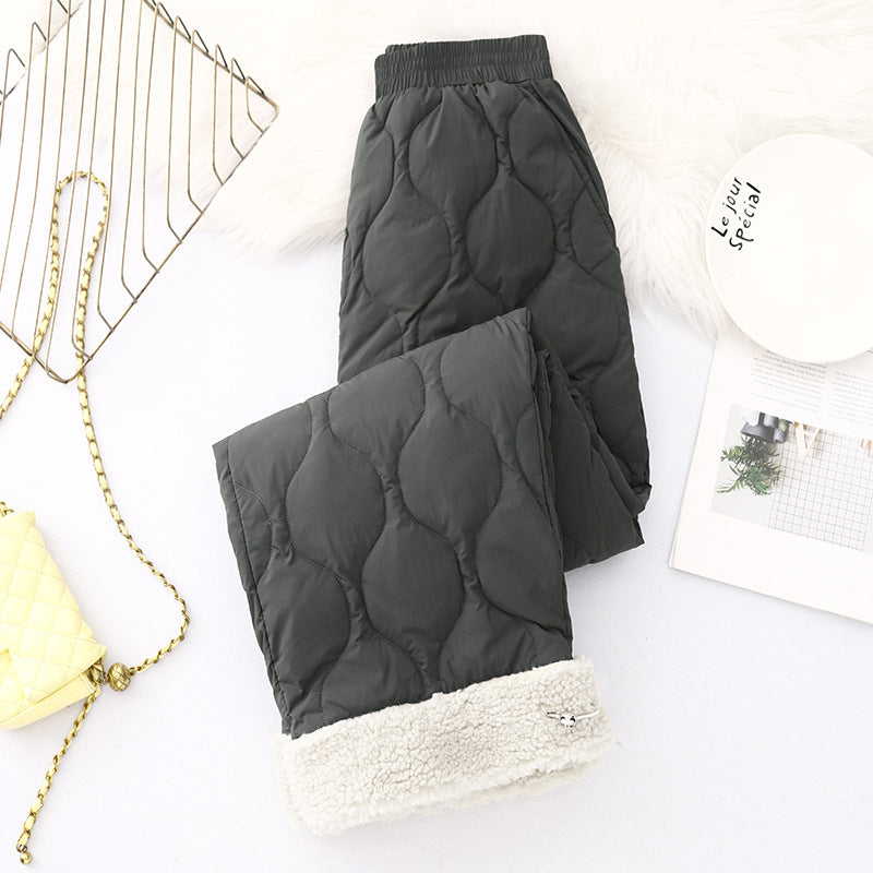 20252 winter new cotton pants casual pants lamb wool splicing cold-proof and warm outdoor pants thickened